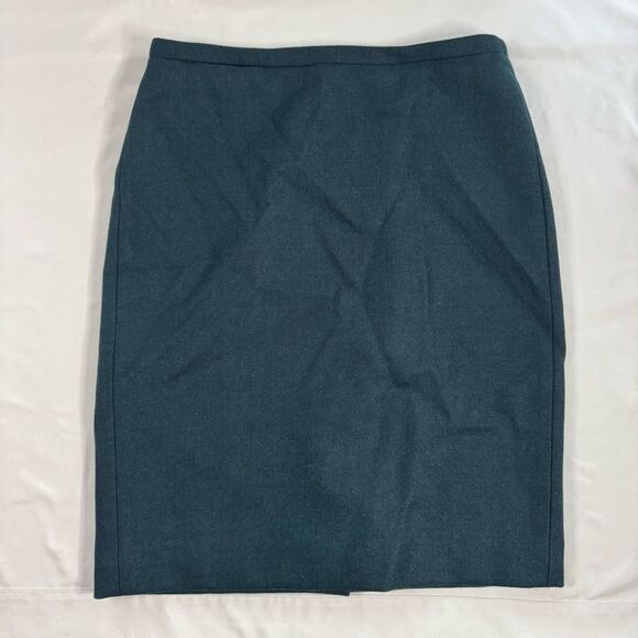 J Crew Size 6 Green Pencil Skirt Knee Length Wool Lined Back Zip Office Preppy - Picture 1 of 6
